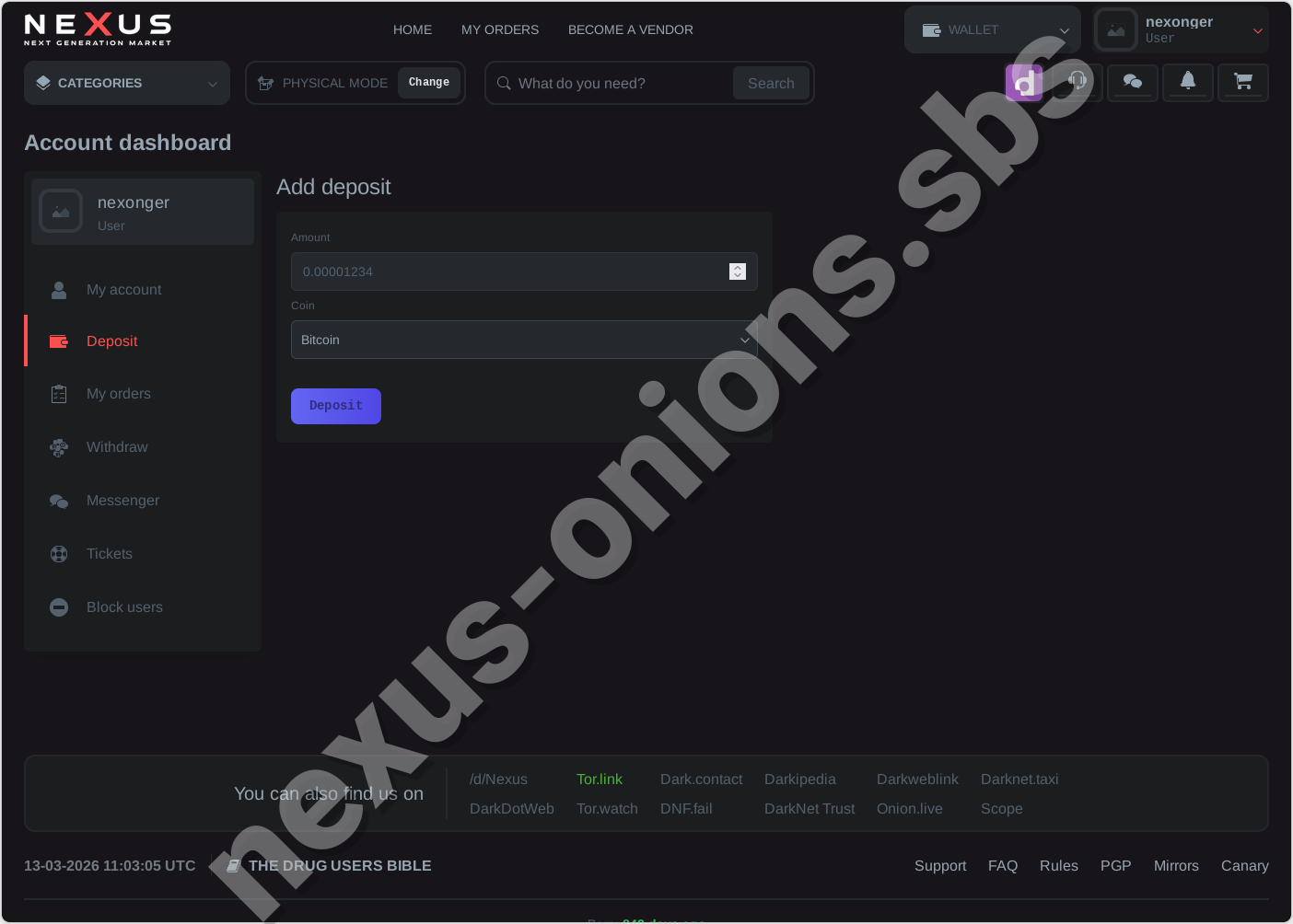 Nexus Monero wallet deposit screen – Nexus official payment